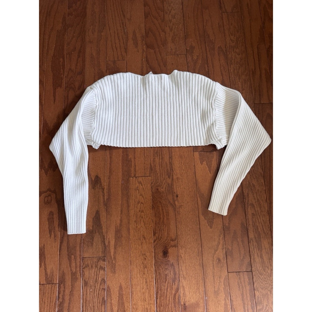 Edikted Cream Ribbed Open-Front Cardigan - Picture 3 of 8